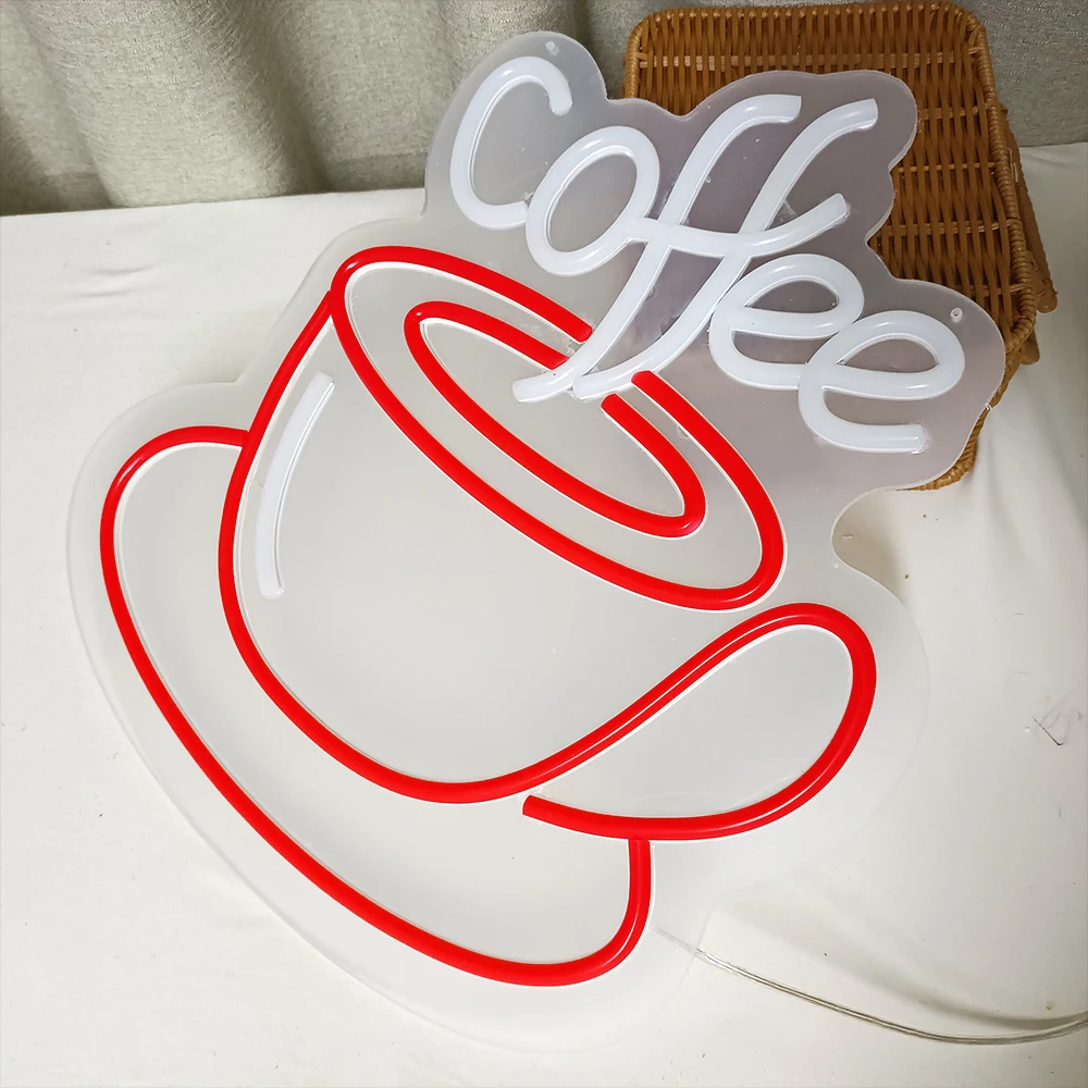 Coffee Neon Sign Light 42x38 CM for Bar Pub Club Store Hanging Window Wall Decor AD Promotion Signs Led Open |