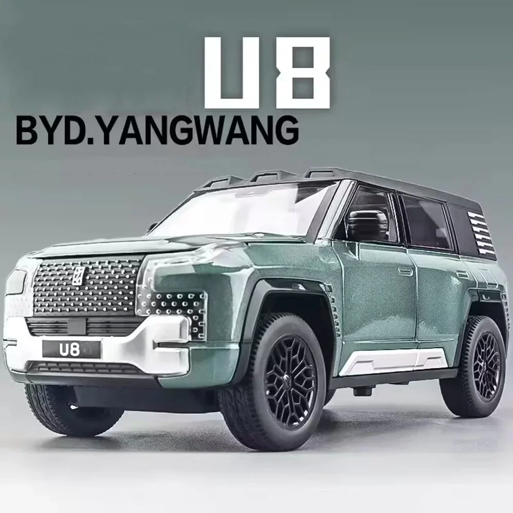 ciśnieniowo ze stopu 1:24 BYD YANGWANG U8 Model Zabawki Samochody światłem Dźwięk 6-drzwiowe otwierane koło SUV Pojazd do ciągnięcia Prezenty