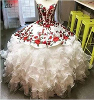embroidery long ball gown quinceanera dresses 2022 prom princess beaded robes de soiree formal party vestidos de 15 anos