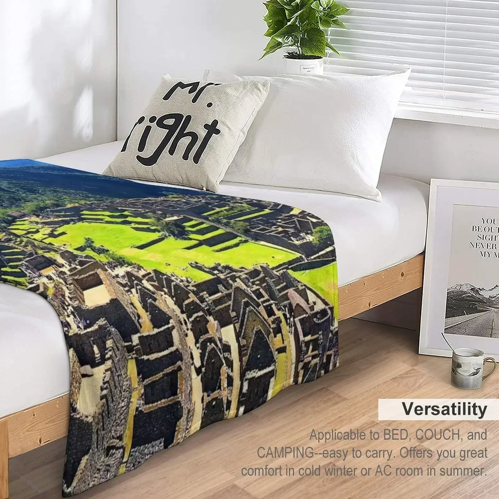 Плед Маку Пикчу на зиму Мягкие клетчатые теплые одеяла