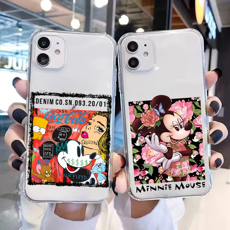 

Mickey Minnie Mouse Disney Mickey Minnie Mouse For iPhone 13 12 11 Pro Max Mini X XR XS Max SE 6 6S 7 8 Plus Clear Phone Case