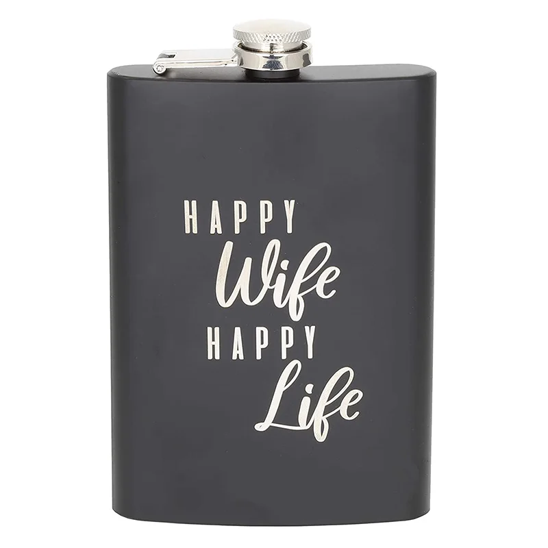 

Happy Wife Happy Life Flask Wedding Anniversary bridal shower bride to be Birthday Christmas Valentine's Day Mother's Day Gift