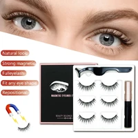 3 pairs magnetic eyelashes 3d mink eyelashes makeup magnets lashes eyeliner tweezers set natural false lashes short faux cils