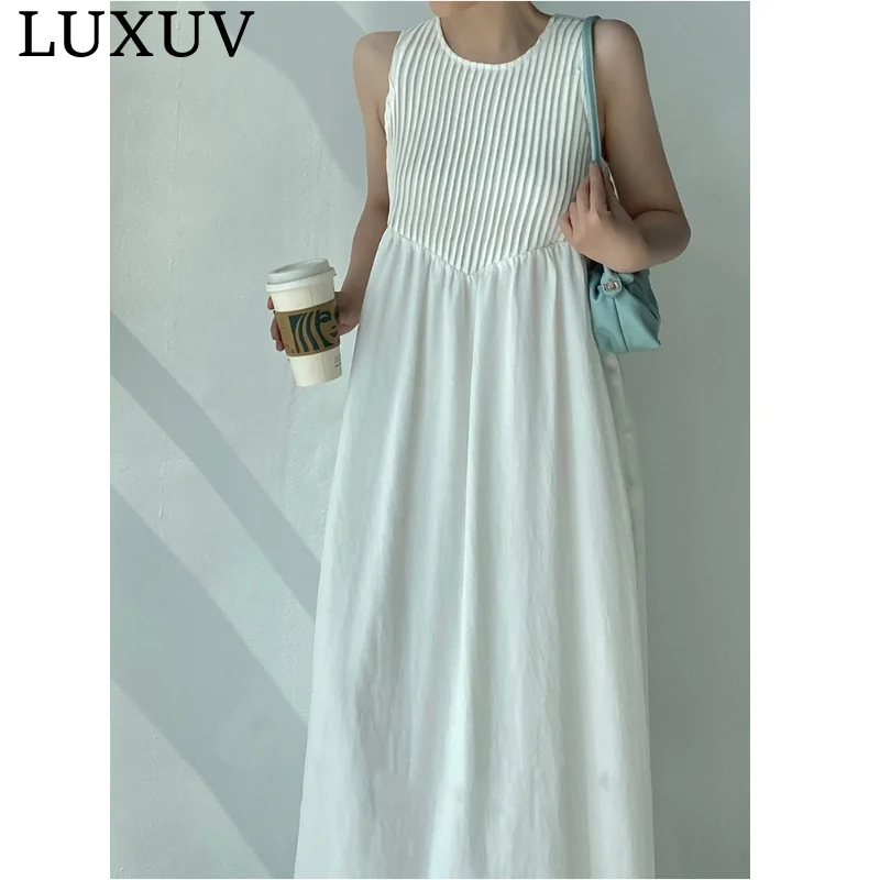 LUXUV Women Fashion New Floral Casual Dress Spaghetti Strap Elegant Slim A-Line Maxi Vestidos Female Chic Vintage Mujers Robe