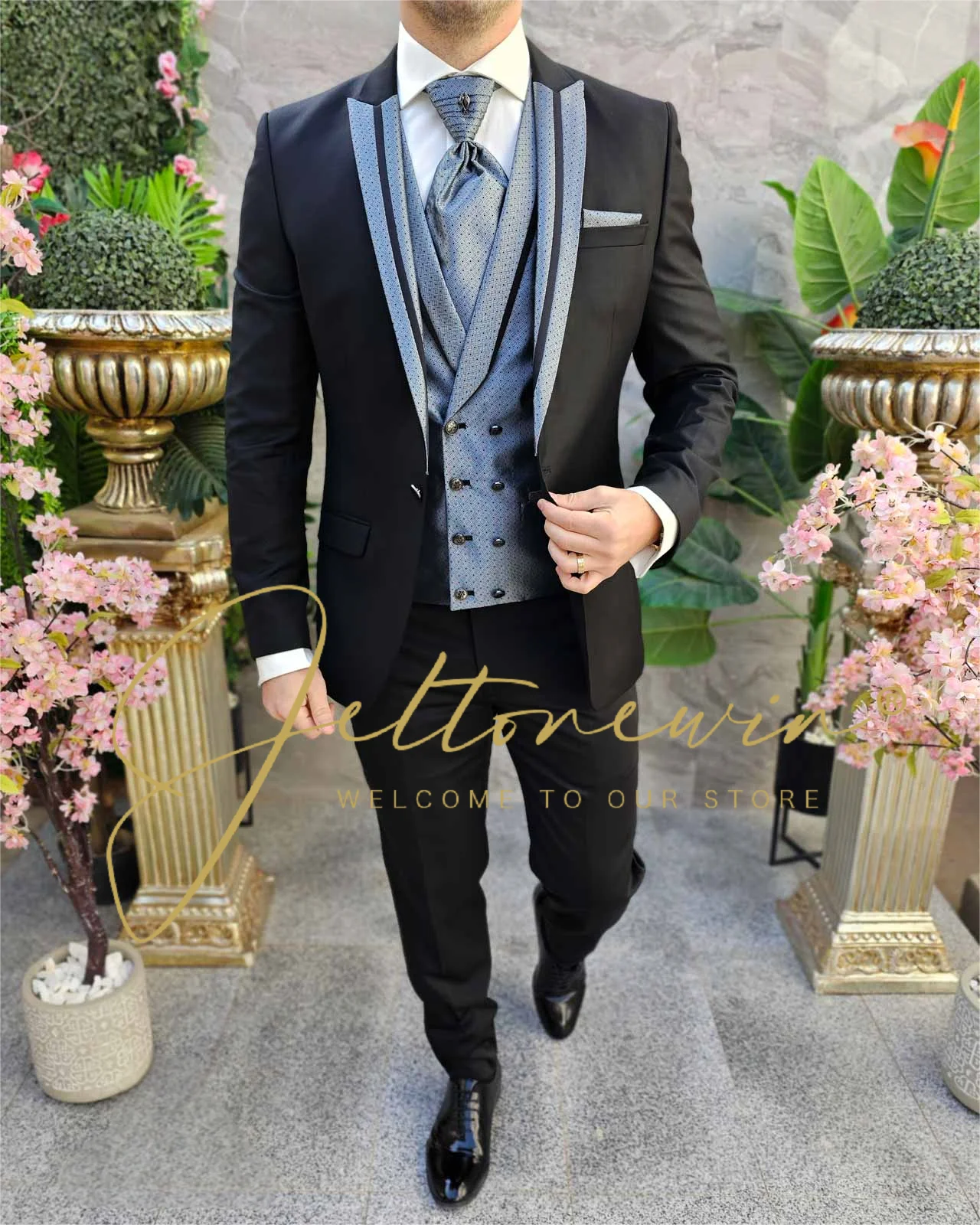 2024 Новый модный мужской бутик для отдыха деловой свадебный костюм пальто брюки