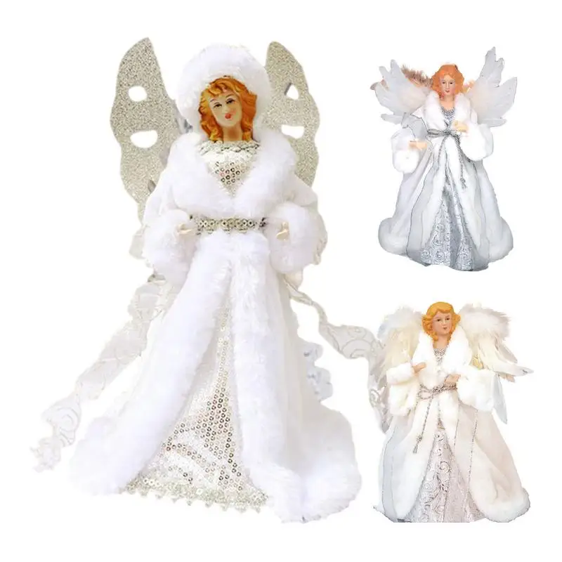 

Christmas Angel Tree Topper Angel Wings with Lights Figurine Star Christmas Tree Top Ornament for Window Door Christmas decor