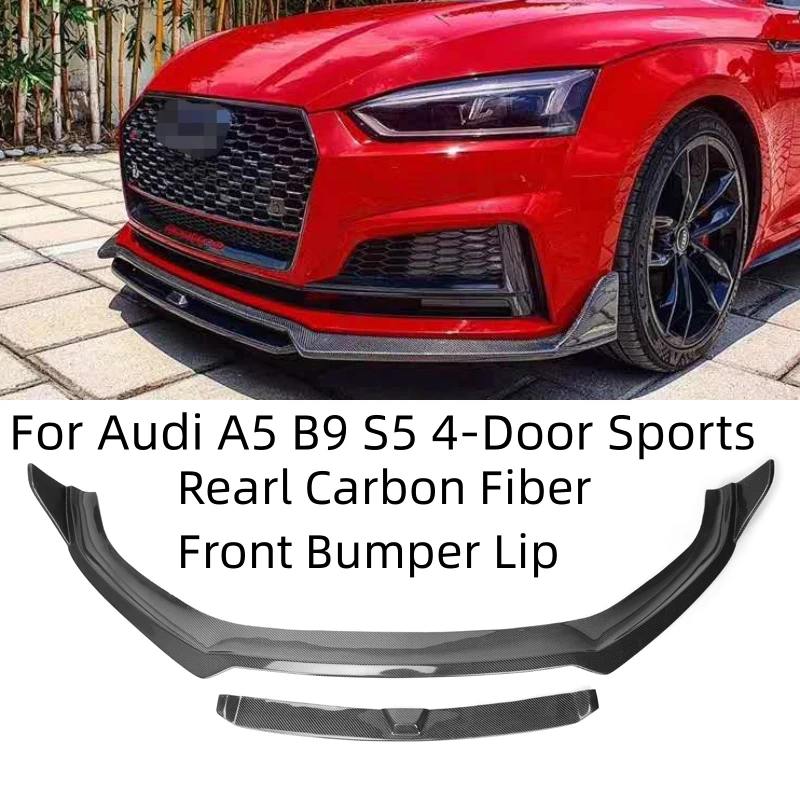 

Carbon Fiber Car Front Bumper Lip Spoiler Splitters For Audi A5 Sline S5 B9 Sedan Coupe 2017 - 2019 KB Style Front Lip Bumper