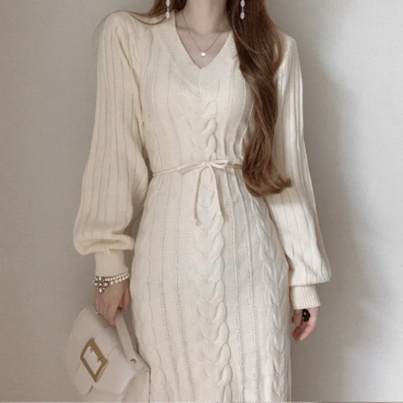 Плотные Зимние трикотажные женские серые платья элегантная Осенняя винтажная