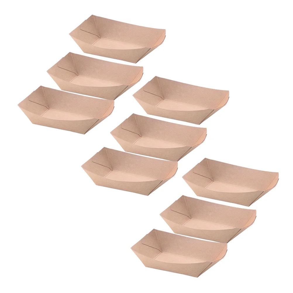 

100PCS Party Paper Food Trays Kraft Paper Carton Kraft Paper Box Snacks Boxes Disposable Party Boxes Paper Food Container