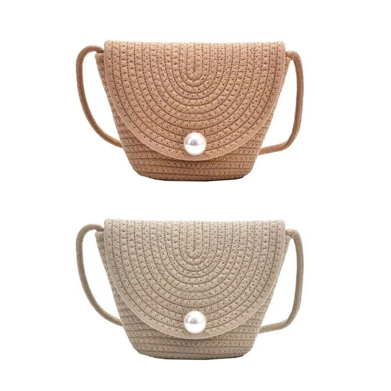 

M6CC Cotton Woven Bags for Women Travel Phone Bag Korean Style Summer Crossbody Bag