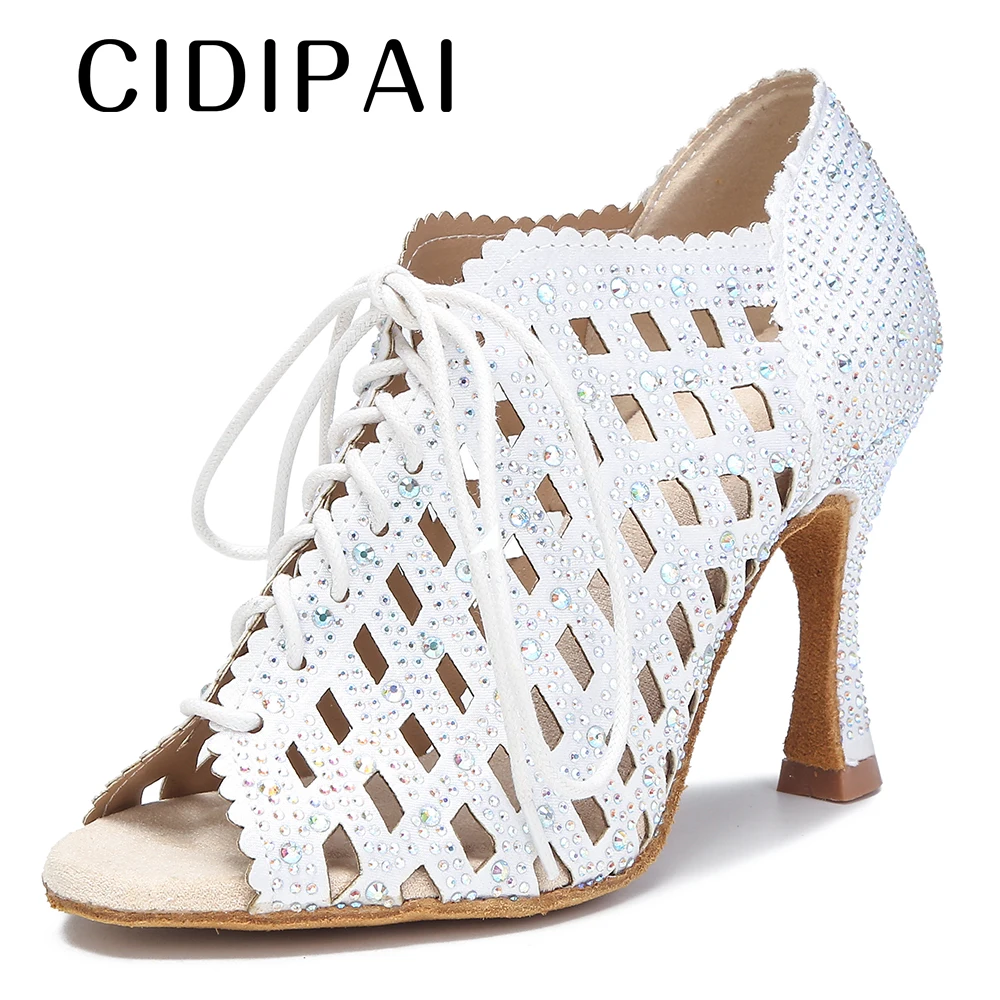 CIDIPAI 2022 New Women Dance Shoes Soft Soles Latin Dance Shoes Ballroom Dance Boots Tango High Heel Party Skin Tone Dance Shoes