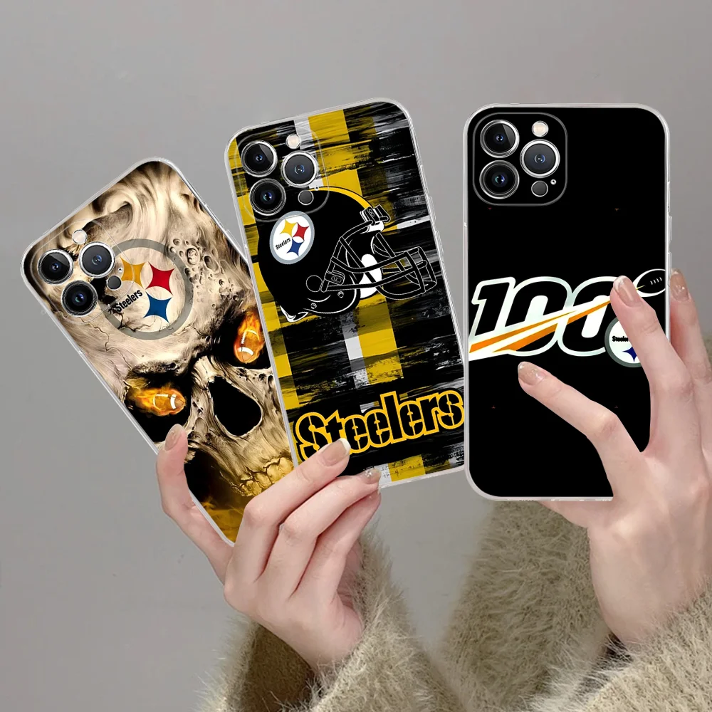 Чехол для телефона S-Steelers Team iPhone 16 15 8 7 6 6S Plus X SE XR XS 14 11 12 13 Mini Pro Max Mobile Case