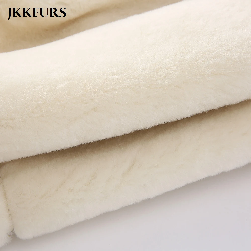 Women's Short Real Shearling Coat Genuine Lambskin Leather Coat Warm Real Wool Winter Double Face Jacket S3658