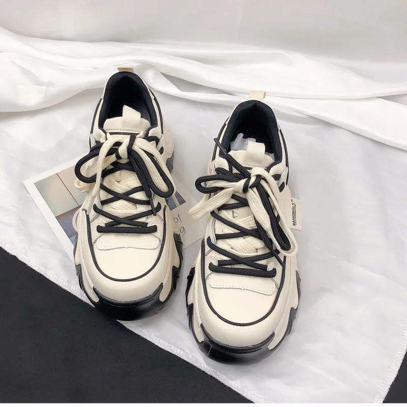 SHANPA High Street Fashion Chunky Sneakers Women Platform American Style Mixed Color Shoes Casual Comfortable Female Footwear
