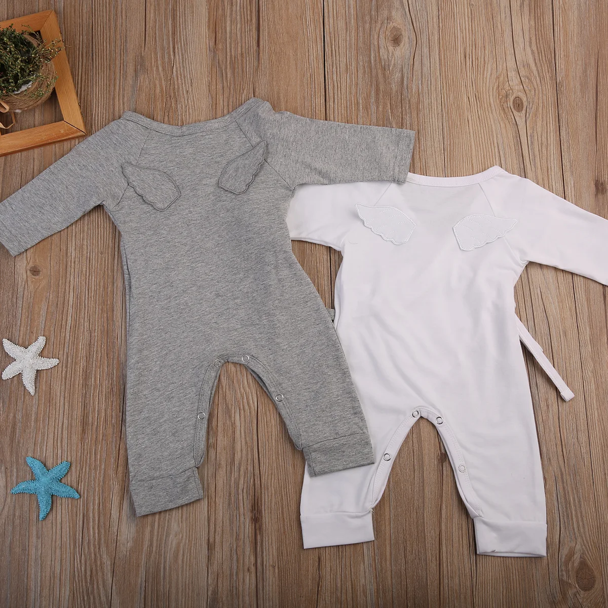 0-24M Baby Girl Clothes Boy Solid Color Back Wing Little Angel Romper Newborn Jumpsuit Infant Playsuit