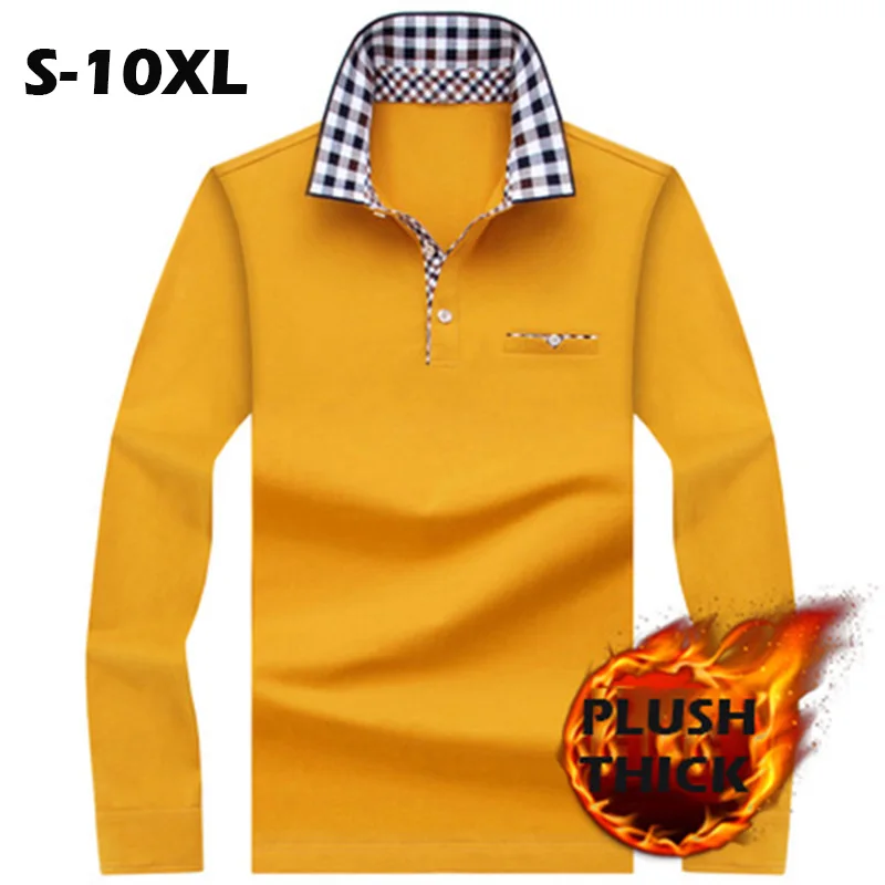 

Autumn Winter Men Long Sleeve Polo Shirt Large Size S-10XL Business Casual Pocket Plush Long Sleeve Polo Shirt Camisas De Hombre