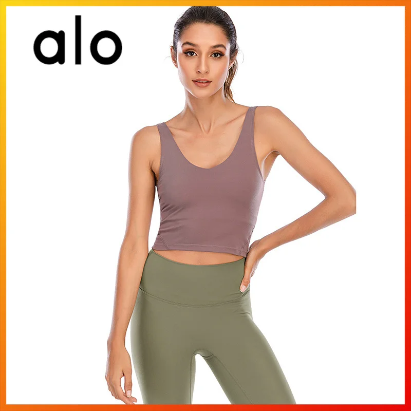 

Сексуальный Модный женский спортивный бюстгальтер Alo Yoga 8 цветов дышащий жилет для бега тренажерного зала тренировок формирования кроп-Топ ...