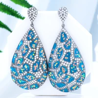 missvikki luxury big opal blue earrings high quality cubic zirconia european wedding party show best gift jewelry new original