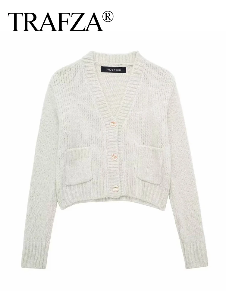 TRAFZA женская осенне-зимняя новая мода с v-образным вырезом из альпаки и шерсти