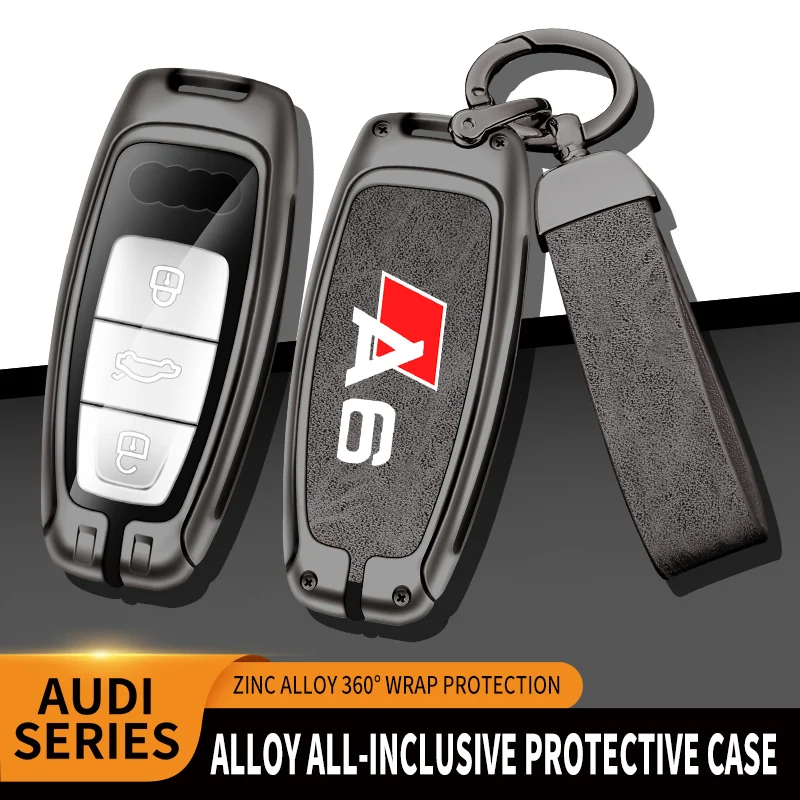 

Auto TPU Zinc Alloy Key Case Bag For Audi A6 b6 P8 S Line Logo Car Key Chain Car Metal Key Shell Interior Decoration Accessories