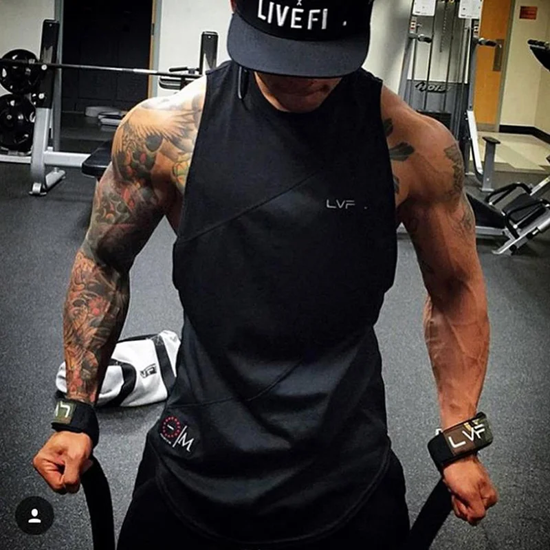 

Men's Brand Gym Clothing Bodybuilding Singlets Sports Tank Top Man Fitness Shirt Muscle Guys Slveless Vest Casual Cotton Top