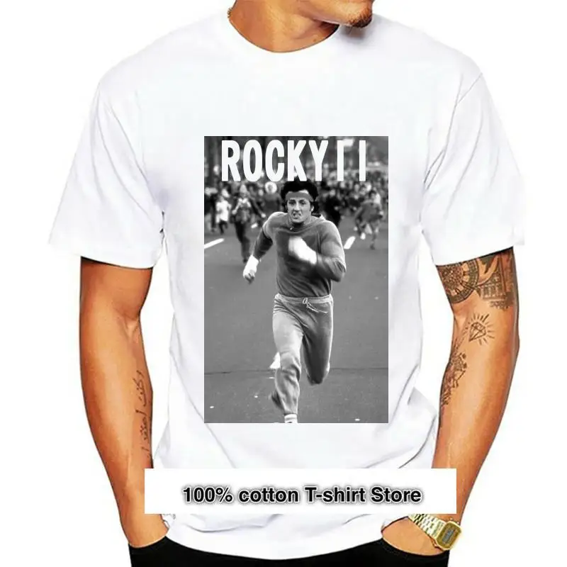 

Camiseta azul claro marga de algodón, ropa para correr, tallas SM-2XL, Rocky Balboa