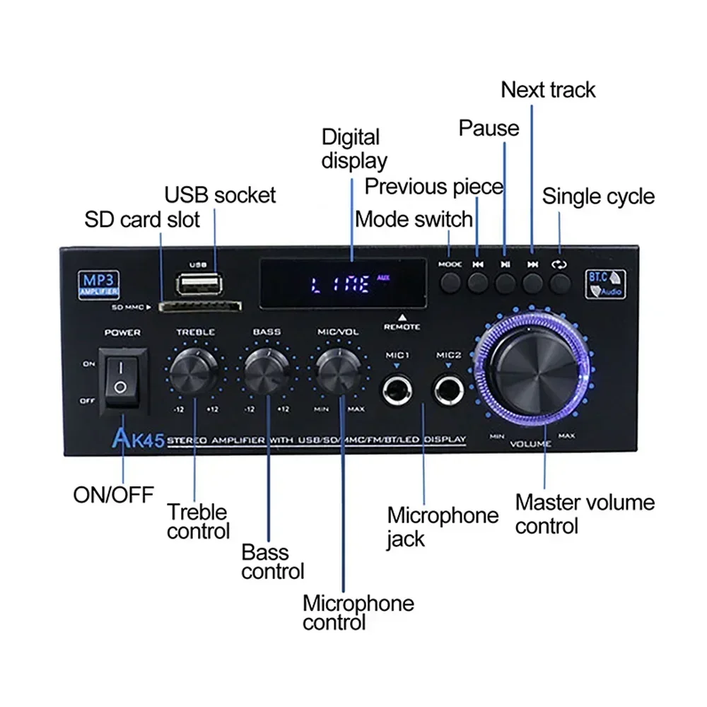 Цифровой усилитель AK45 HiFi 400Wx2 стерео