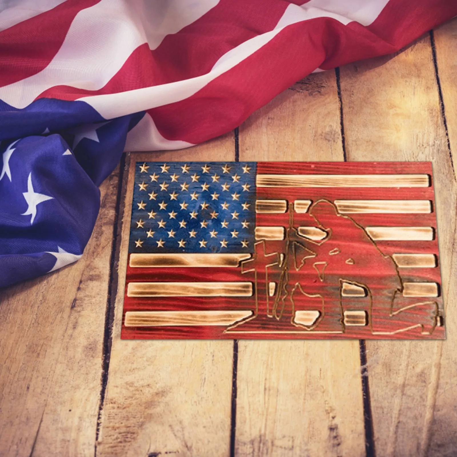 

American Flag Independence Day Memorial Veterans Hanging Ornament Metal Home Decoration Metallic Ornaments for Christmas Tree