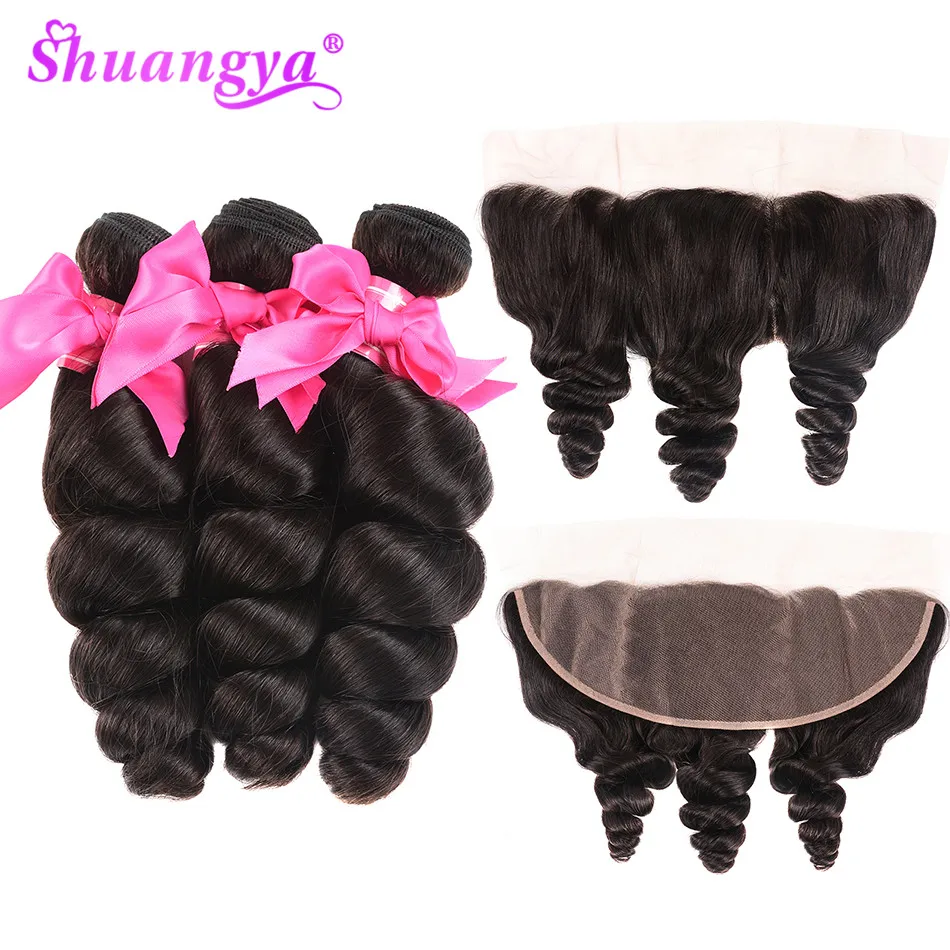 

Свободные волнистые пряди с фронтальной 100% Remy человеческие волосы для наращивания на шнурке с пряди 3/4 шт волосы для плетения Shuangya