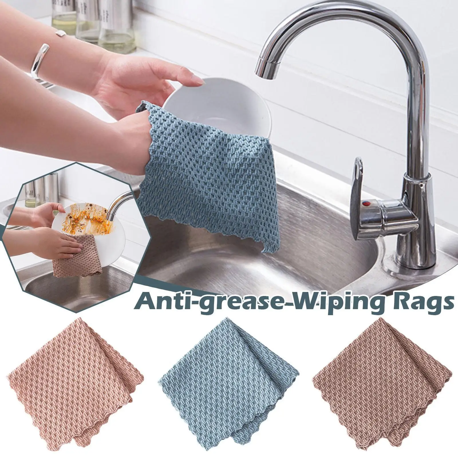 

Anti-grease Wiping Rags Kitchen Efficient Super Absorbent Cleaning Cloth Home Towel Dish Kitchen Washing Microfiber Cleanin O7x1