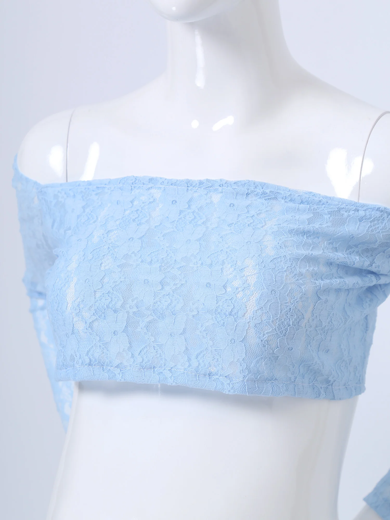 Женский кружевной топ с открытыми плечами и длинным рукавом