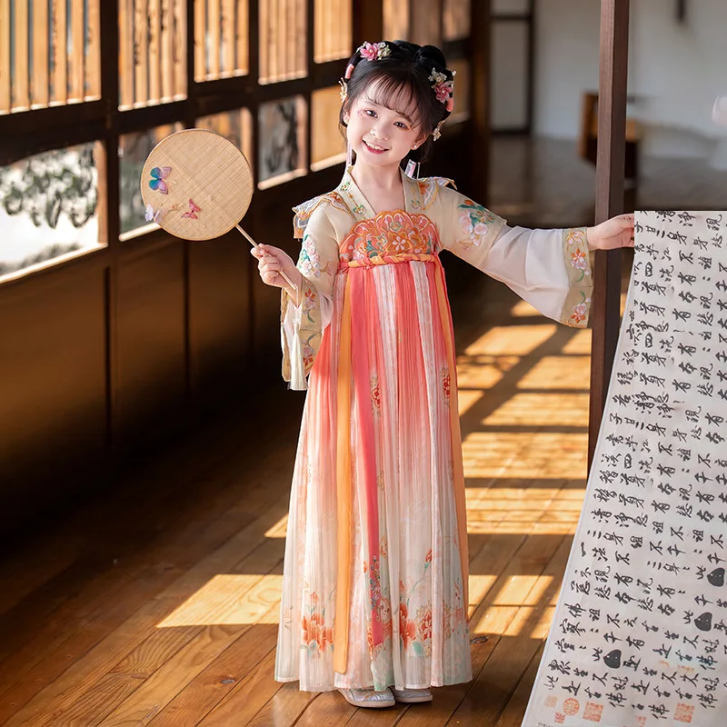 Хан Фу для девочек новый костюм Тан с вышивкой платье суперфеи
