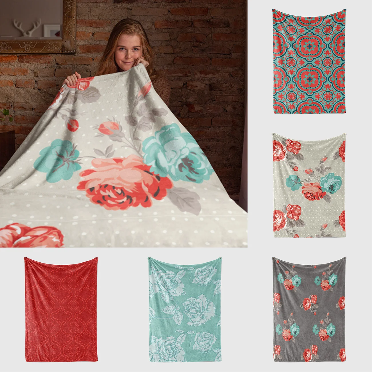 

Mandala Vintage Flower Custom Throw Blanket Green Red Bohemia Tapestry Winter Summer Sofa Beach Cover Bedspread on The Bed