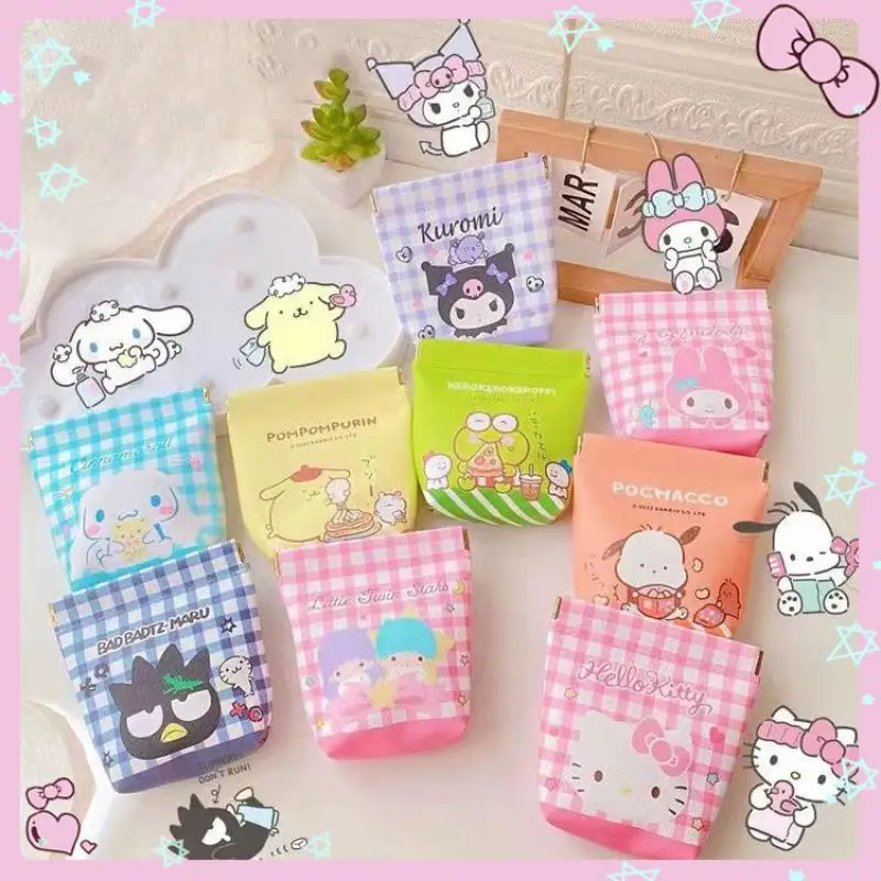 

Sanrioed симпатичная кавайная магнитная пряжка Cinnamorol Kuromi Mymelody сумка для хранения тампонов сменная гарнитура сумка для хранения монет и ключей