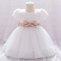 2022 baptism baby girl dress summer white birthday clothes toddler lace princess bowknot party vestidos for kids 0 to 2 years