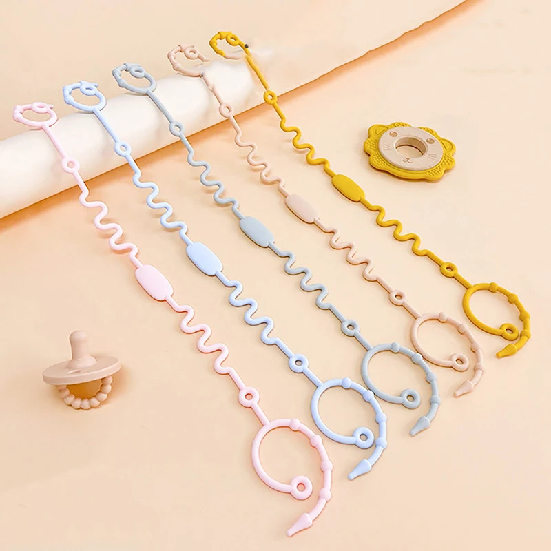 

Infant Food Grade Silicone Color Anti-lost Chain Strap Pacifier Holder Chain High Quality Baby Teether Toys Straps