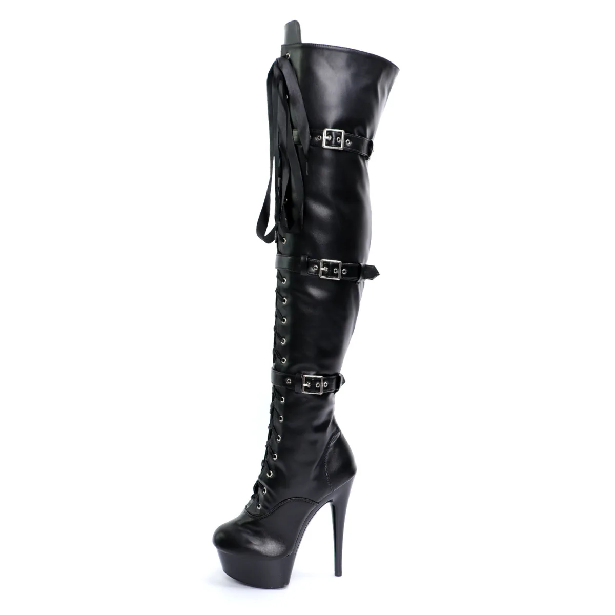 Belt Buckle Nightclub Model Pole Dance High-Heeled Shoes For Women 15CM Long Tube Over Knee Boots Hate The Sky Sexy