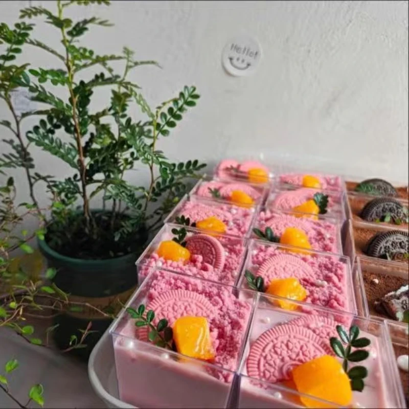 

10/20PCS Square Plastic Mousse Dessert Cups 2OZ For Christmas Jelly Pudding Cups Yogurt Party Supplied Summer Kitchen Wedding