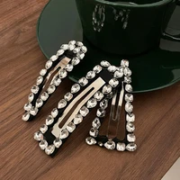 2022 new geometric triangle waterdrop square hairpins for women clear crystal bb hair clips accessories wholesale