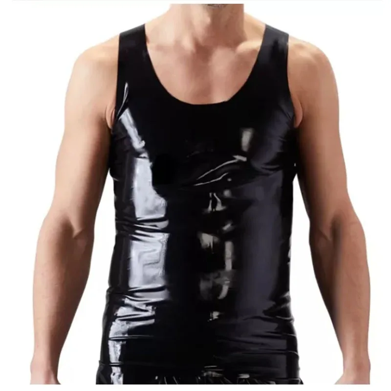 Мужской жилет ручной работы черный Фетиш Экзотика латексная резина майка для