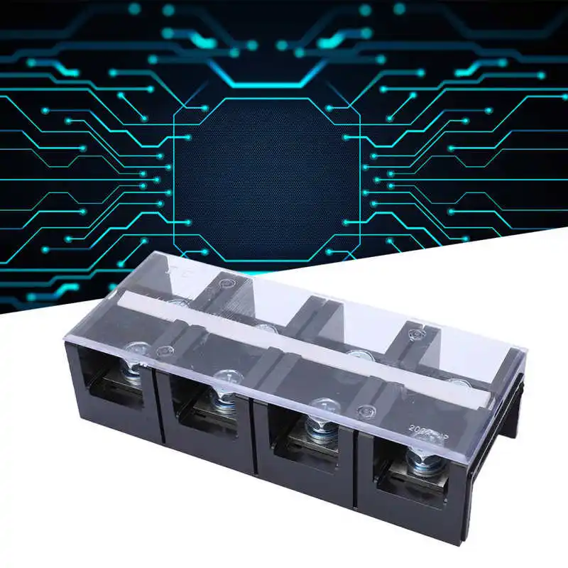 

High Current Connector Terminal Block Screw Type Dual Row 4 Position Strip 200A Barrier for Electrical Connection