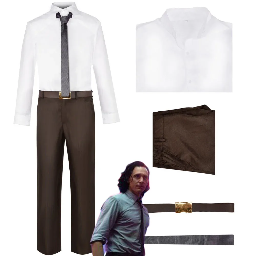 

Male Loki Cosplay Shirt Pants Belt Costume Outfits Fantasia Adult Men Role Play Clothes Halloween Carnival Party Disguise Suit