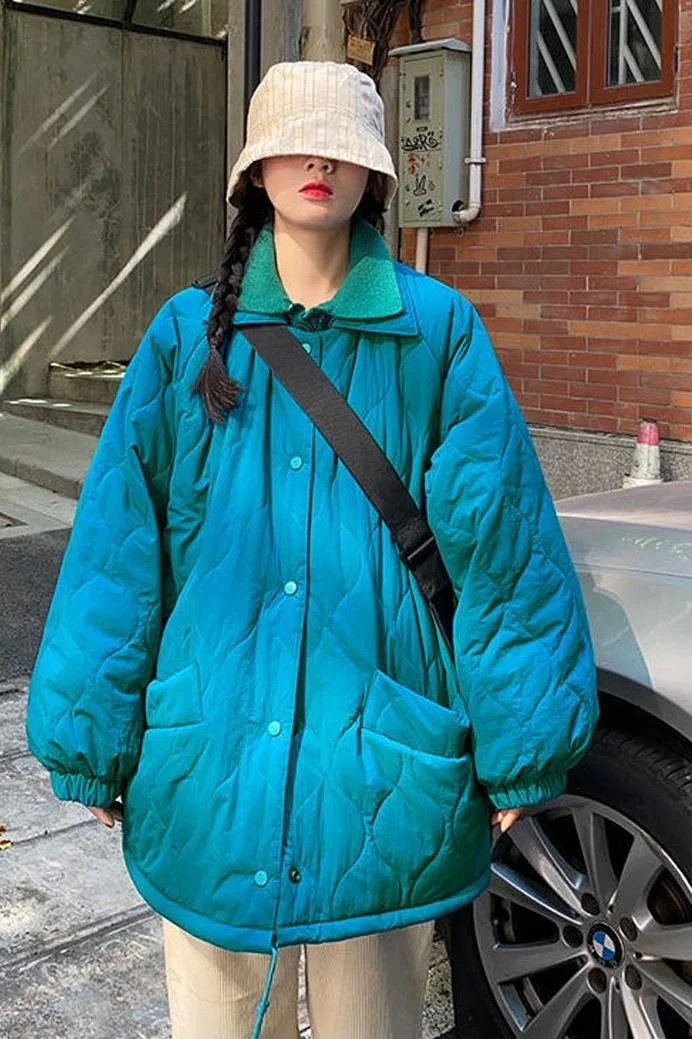 Pink Coats Woman Winter Women Puffer Streetwear Puffy Jacket Female Coat Parka Outerwear Snow Wear Harajuku Gothic Velvet Inside