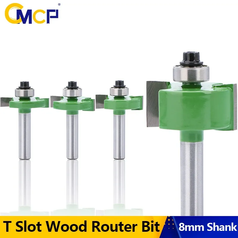 

Фреза CMCP с Т-образным пазом и хвостовиком 8 мм, Т-образный фрезерный станок с верхним подшипником, деревообрабатывающий инструмент