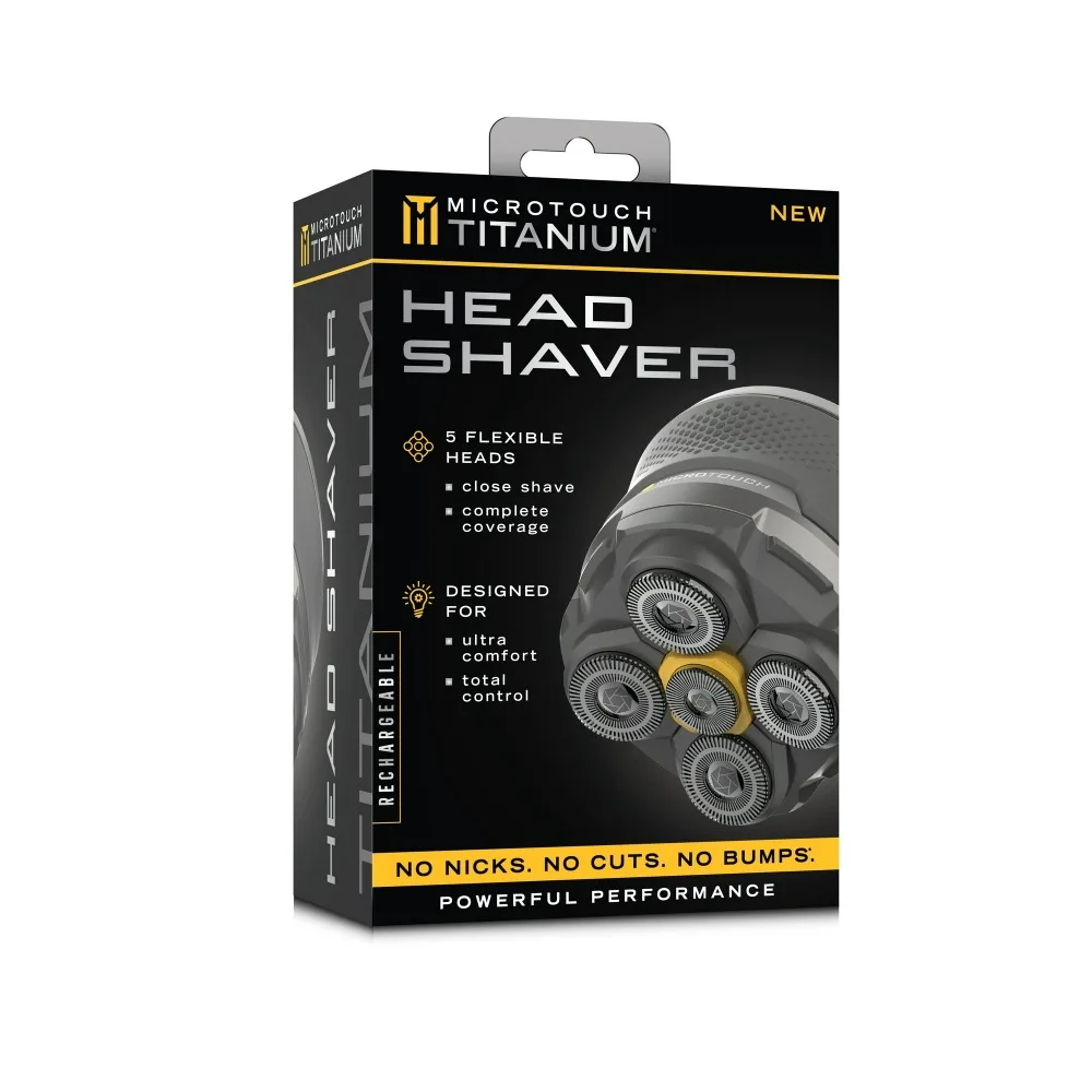 

Men's Titanium Head Shaver, 5 Flexible Heads, Ultra Comfort, Black
