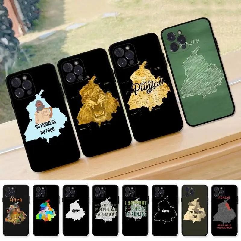 

Punjab Map Phone Case for iPhone 13 12 Mini 11 14 Pro Max Xs X Xr 7 8 Plus 6 6s Se 2022 silicone Cover