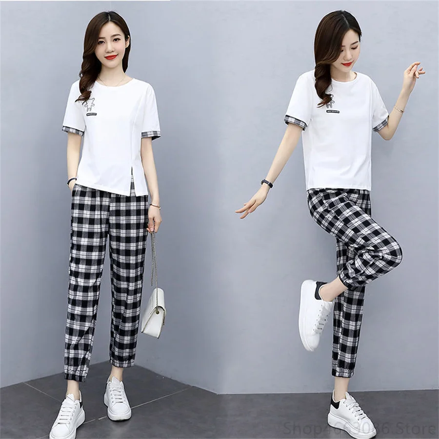 

Set Woman 2 Pieces Harajuku Style Casual Sports Suit Summer 2022 New Korean Loose Fashion Trend Workout Training Sportswear