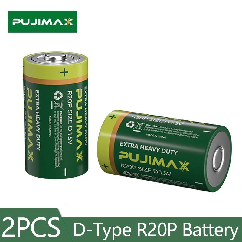 

Аккумулятор PUJIMAX, 2 шт., 1,5 в, высокая емкость, D-тип, не содержит ртути, экологически чистый для газовой плиты, водонагревателя, фонарика, радио