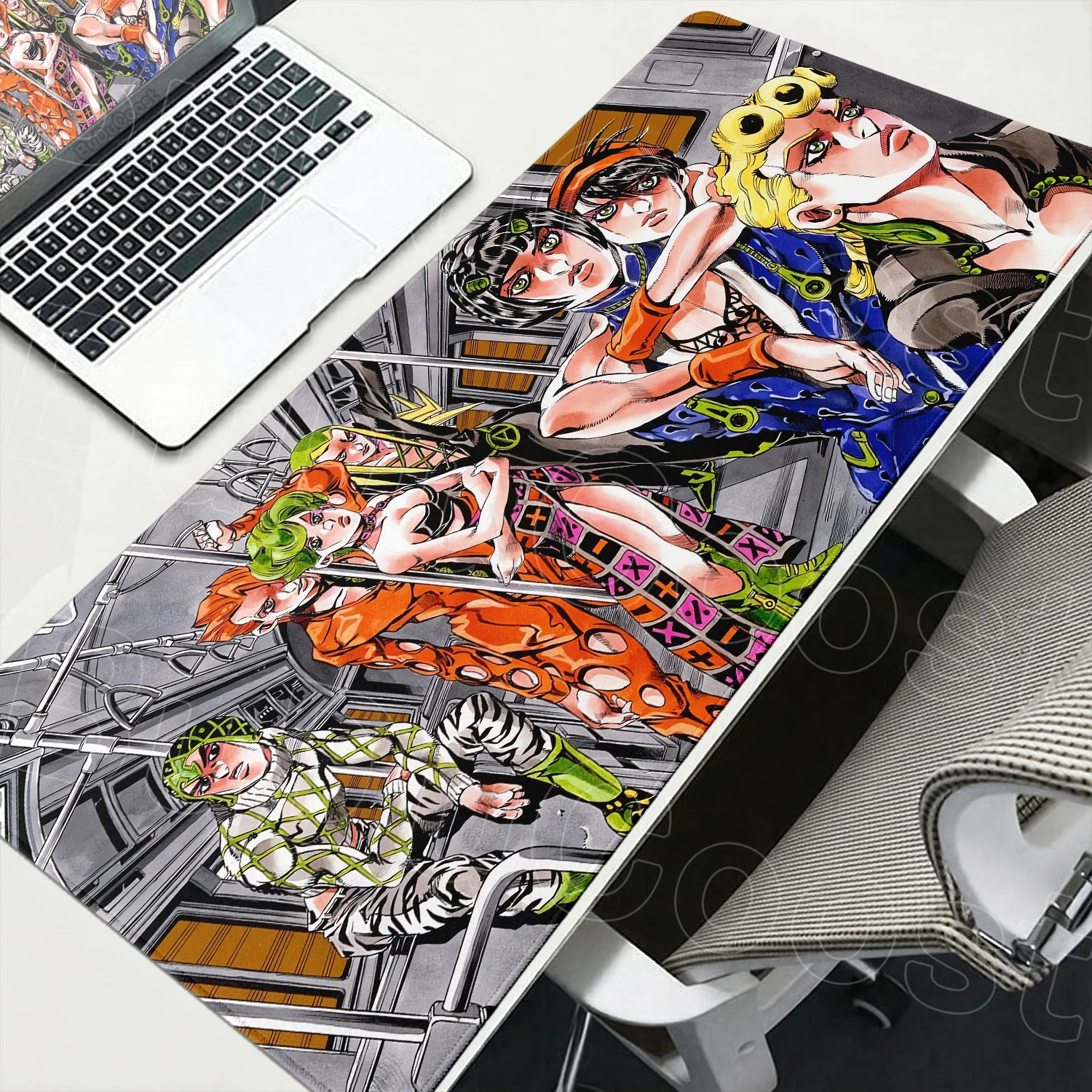 Фото Новый коврик для мыши с аниме-принтом Jojo Bizarre Adventure, 400x900 мм, для ноутбука, офиса, расширенный настольный коврик, кавайный коврик с Джозефом Джостаром, коврик для клавиатуры №3