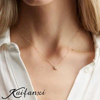 kaifanxi minimalist stainless steel necklace layered choker long pendant women fashion jewelry